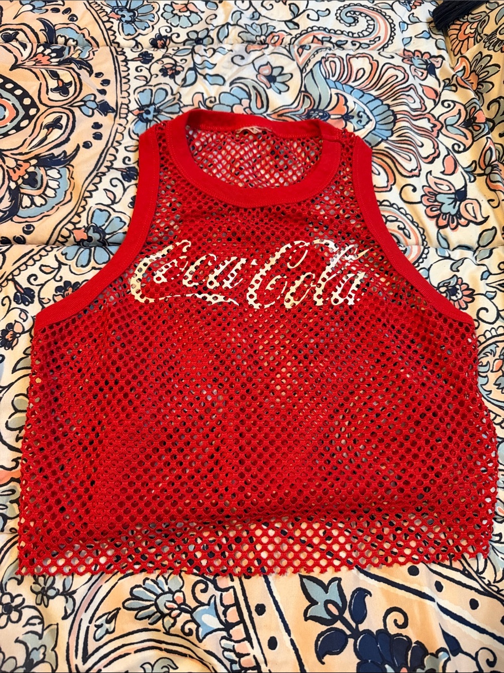 Coca Cola Red Mesh Cropped Tank